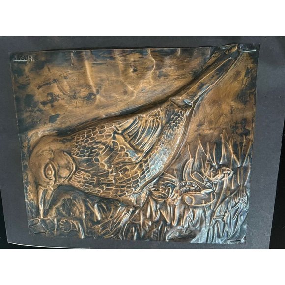 Vintage Copper Embossed Relief Art Bird Handmade - Picture 3 of 7